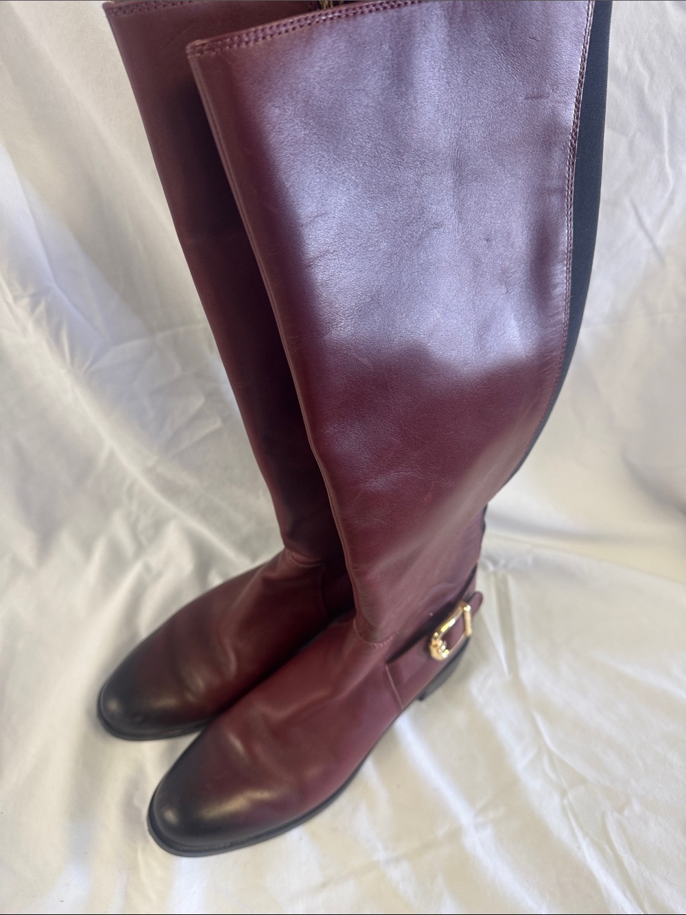 Vince Camuto Burgundy Knee-High Leather Riding Boots